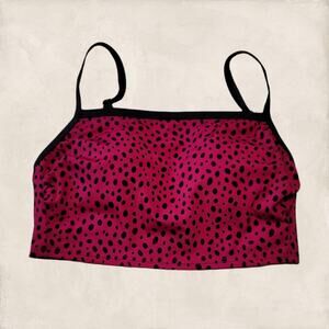 All In Motion Cranberry Black Polka Dots Swim Top Size X-Small